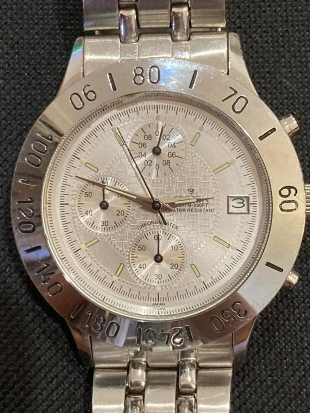 Croton Silver Stainless Steel Chronograph Watch with White Dial